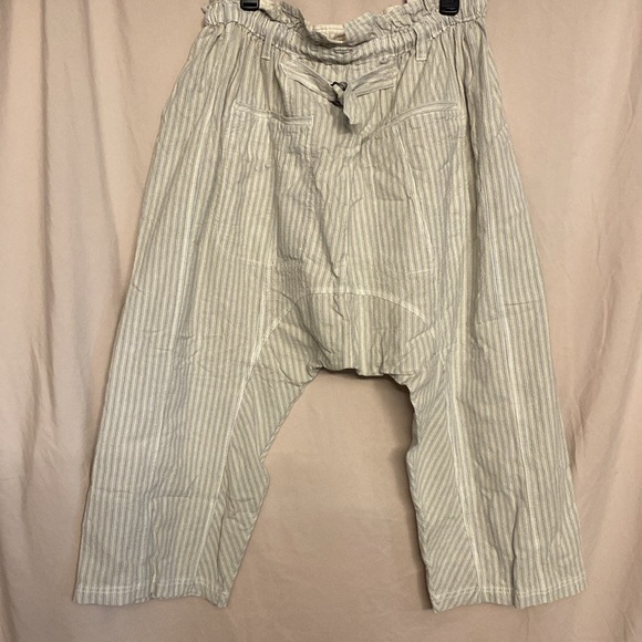 Free People Harem Wide Leg Striped Oversized Pants,Size S Color Cream-Light Blue - Picture 7 of 13